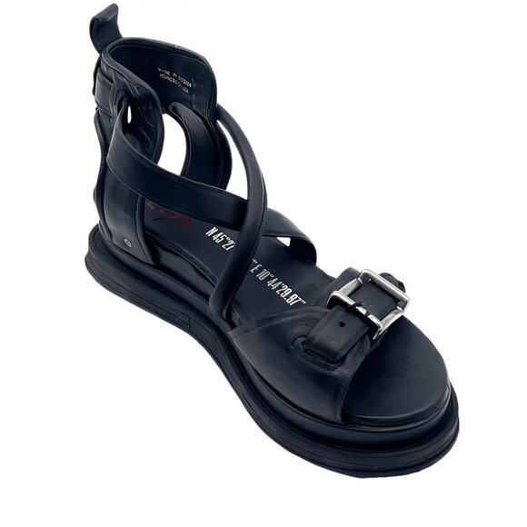 A.S. 98 Levy Womens Black Leather Chunky Strappy Platform Sandals EU 38 US 7.5-8 - Picture 1 of 12